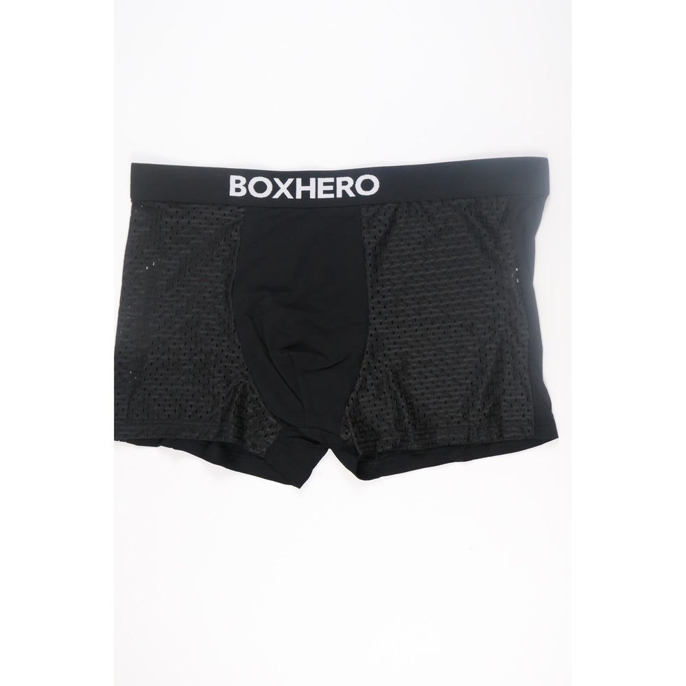 BOXHERO Mens Underwear Mesh Panel Performance Boxer Briefs Black L Excellent